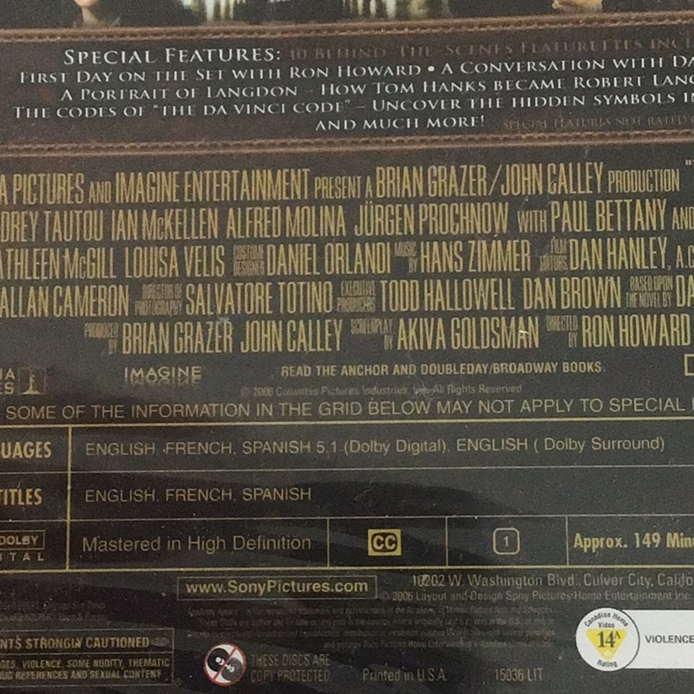 DVD 2 DISC FULL SCREEN SPECIAL EDITION THE DA VINCI CODE - Picture 7 of 7